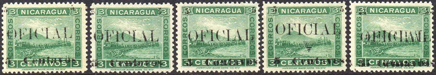 timbres-poste sellos postales stamps Nicaragua Momotombo Volcano & Train Official 1903  surcharges